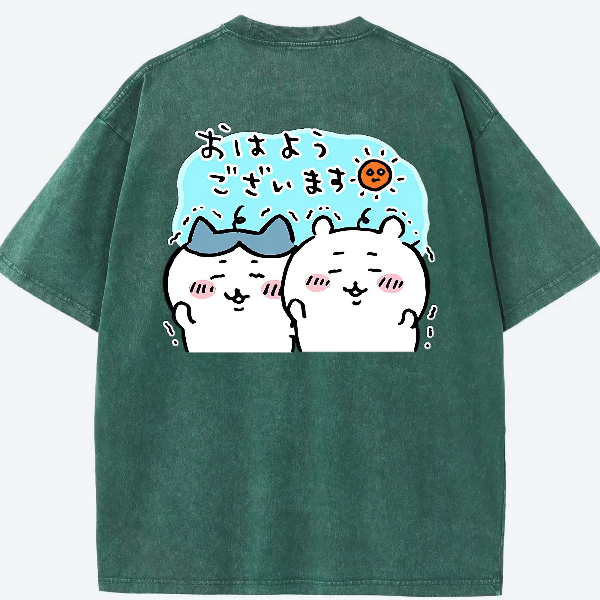 （画像用） ちいかわ ハチワレ Chii-kawa hachiware 綿100% ヴィンテージ風 半袖Tシャツ（背面プリント）